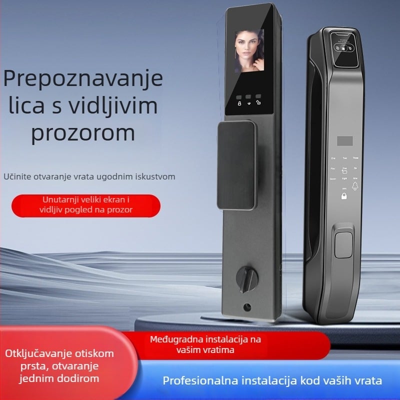 Z36 Pametna brava za vrata s otiskom prsta, lozinkom i prepoznavanjem lica, daljinsko otključavanje