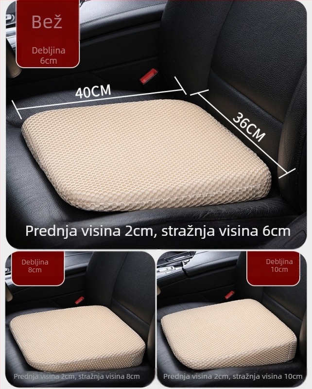 Povišujući jastuk za sjedalo automobila za vožnju i ispite; punilo: spužva; površina: XPE pjena; ventilacija.