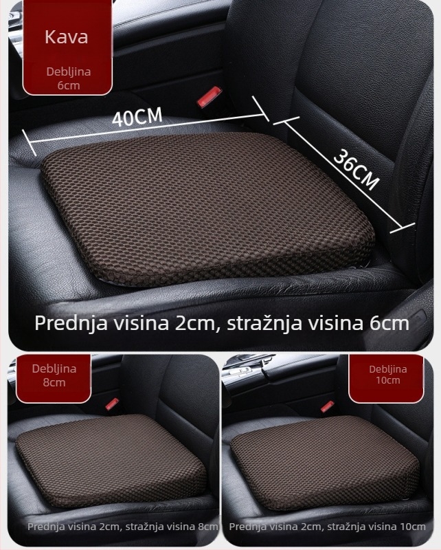 Povišujući jastuk za sjedalo automobila za vožnju i ispite; punilo: spužva; površina: XPE pjena; ventilacija.