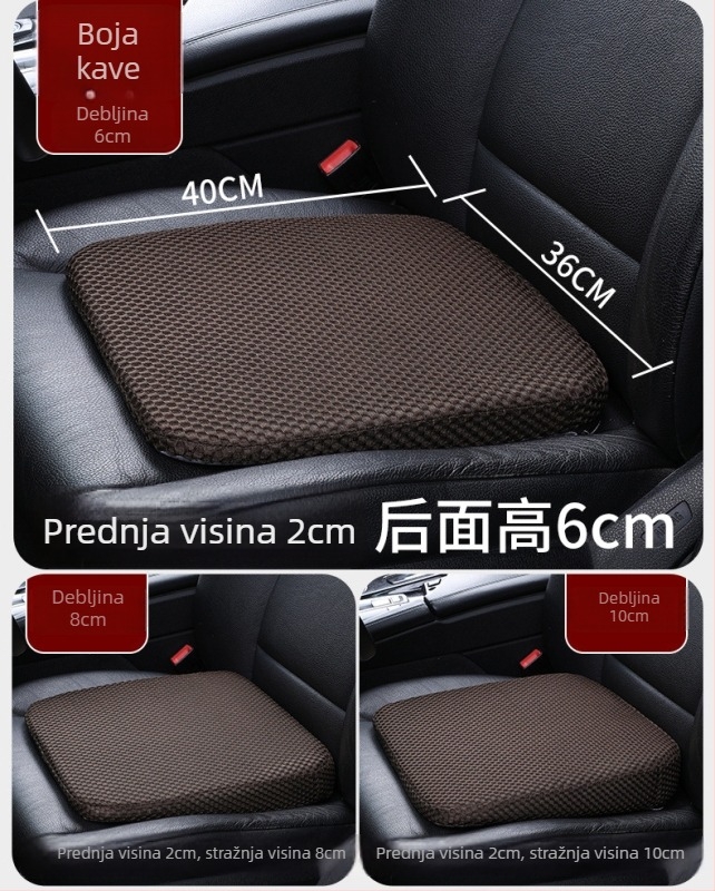 Povišujući jastuk za sjedalo automobila za vožnju i ispite; punilo: spužva; površina: XPE pjena; ventilacija.