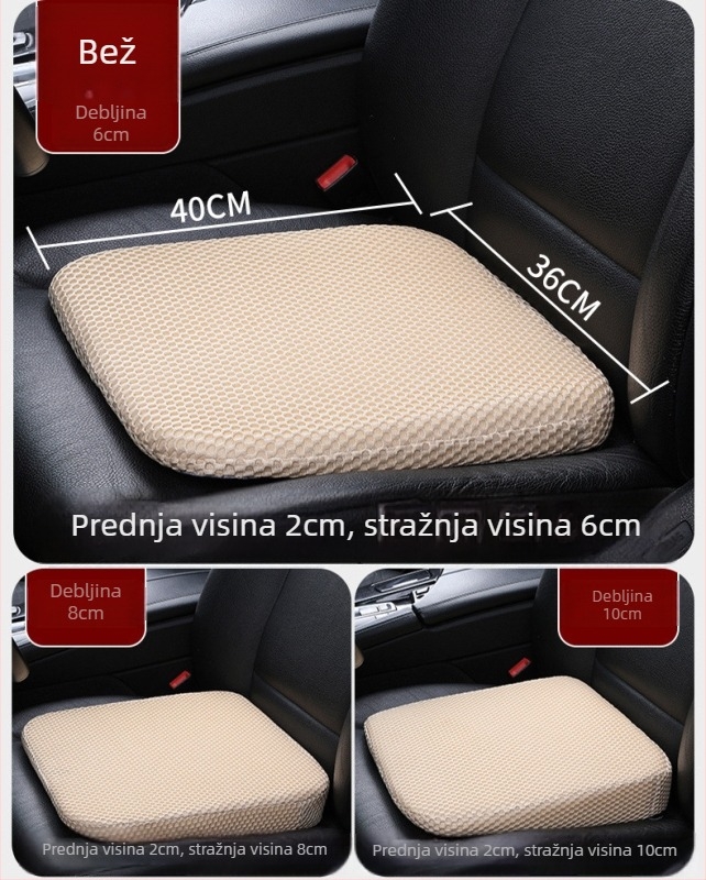 Povišujući jastuk za sjedalo automobila za vožnju i ispite; punilo: spužva; površina: XPE pjena; ventilacija.