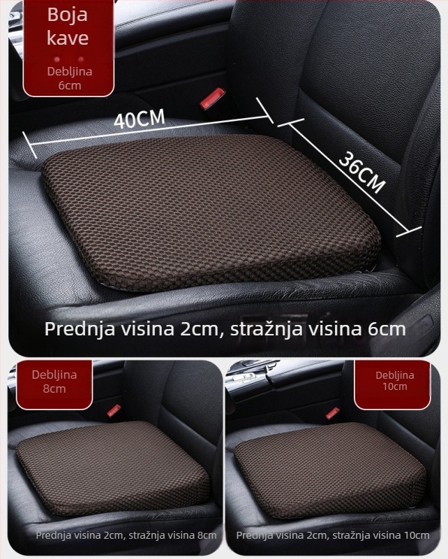 Povišujući jastuk za sjedalo automobila za vožnju i ispite; punilo: spužva; površina: XPE pjena; ventilacija.