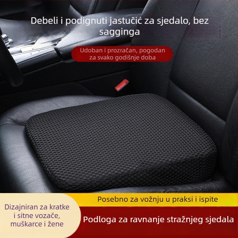 Povišujući jastuk za sjedalo automobila za vožnju i ispite; punilo: spužva; površina: XPE pjena; ventilacija.