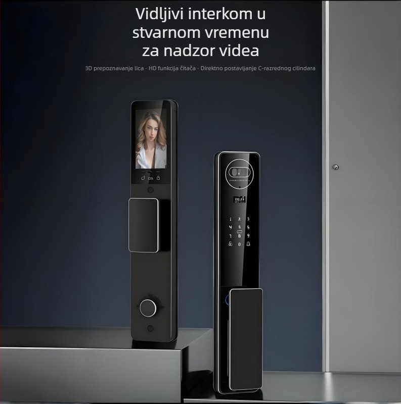 Pametna brava s 3D prepoznavanjem lica i otiskom prsta — Model F63, pohrana otisaka prsta 100, preko 100000 otključavanja, skeniranje 0,3 s