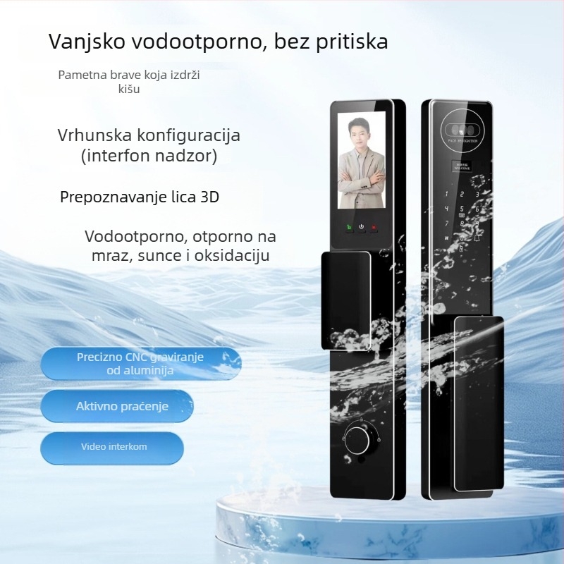 Pametna brava s 3D prepoznavanjem lica i otiskom prsta — Model F63, pohrana otisaka prsta 100, preko 100000 otključavanja, skeniranje 0,3 s