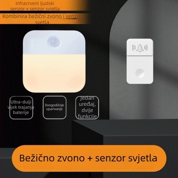 WB06-2 Bežični zvono za vrata s indukcijskom lampom i daljinskim upravljačem, napajanje AA baterijom, 4,5V, 38 tonova zvona