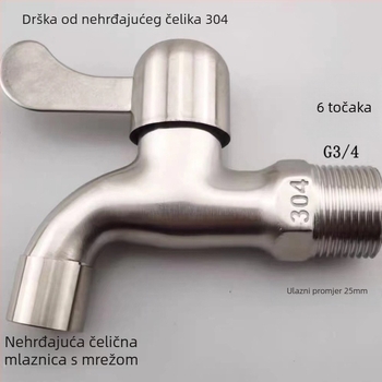 Kuhinjska slavina od nehrđajućeg čelika; ugradnja u zid; keramički disk ventil; brušeni završetak; spiralni otvarač