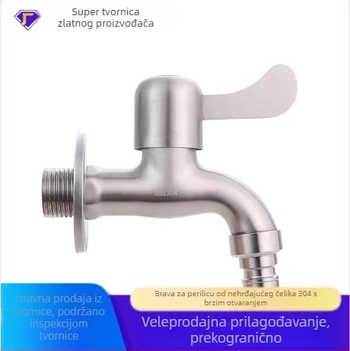Kuhinjska slavina od nehrđajućeg čelika; ugradnja u zid; keramički disk ventil; brušeni završetak; spiralni otvarač
