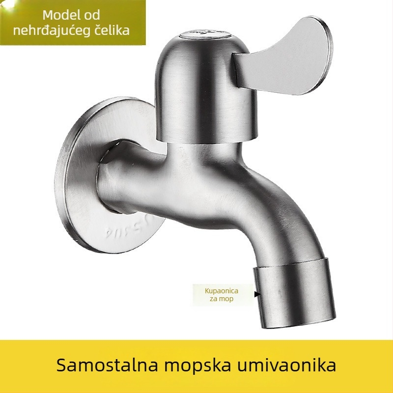Kuhinjska slavina od nehrđajućeg čelika; ugradnja u zid; keramički disk ventil; brušeni završetak; spiralni otvarač