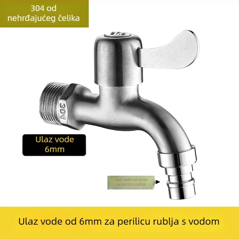 Kuhinjska slavina od nehrđajućeg čelika; ugradnja u zid; keramički disk ventil; brušeni završetak; spiralni otvarač