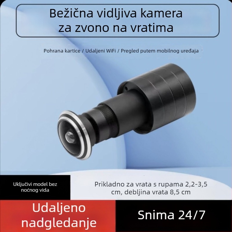 Kamera za vrata s WiFi, 160° široki kut, nadzor protiv krađe, video zvono
