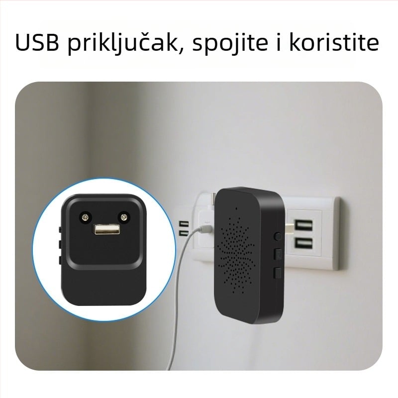 Bežični zvono s videointerkom – upravljanje putem WiFi aplikacije, predajnik na baterije, prijemnik USB napajanje, DC 5V 1A, 0,5W, model BD2