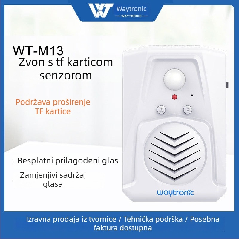Induktivni zvončić za vrata MS-M13, IR senzor, 5V napajanje, radi s 3 suhim baterijama ili DC5V, MP3 melodija, potrošnja 0,5W