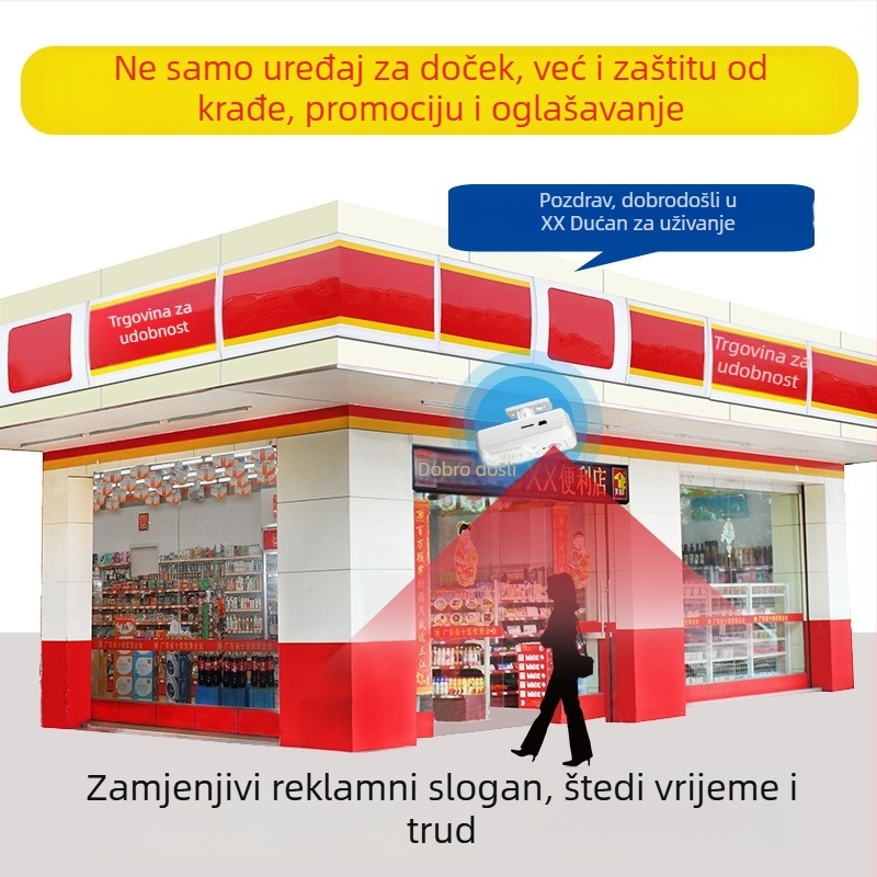 Induktivni zvončić za vrata MS-M13, IR senzor, 5V napajanje, radi s 3 suhim baterijama ili DC5V, MP3 melodija, potrošnja 0,5W