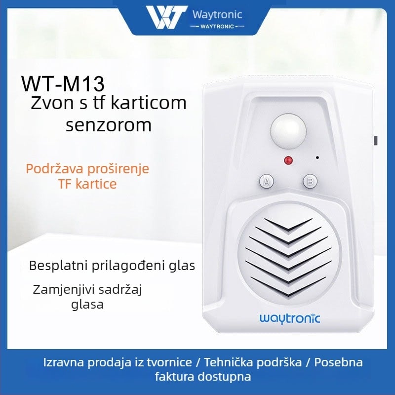 Induktivni zvončić za vrata MS-M13, IR senzor, 5V napajanje, radi s 3 suhim baterijama ili DC5V, MP3 melodija, potrošnja 0,5W