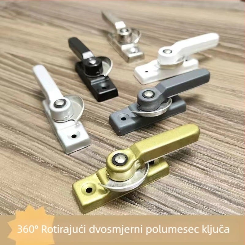 Polumjesečna brava za prozor – dvostrana, od željeza, za prozore aluminijske legure i PVC-a, moderni minimalistički stil