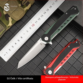 Cableway Sklopivi nož od D2 čelika s G10 držkom – brzo otvaranje, taktički nož za kampiranje