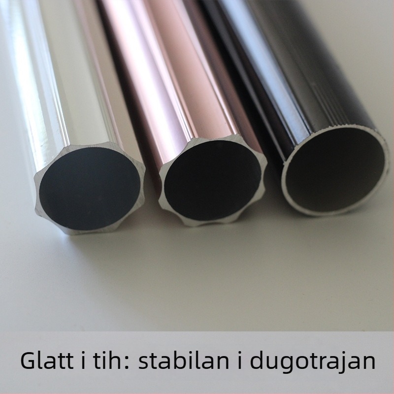 Rimski štap za zavjese od aluminijske legure, modernog minimalističkog stila, uključuje ukrasnu glavu, nano prsten i nosač