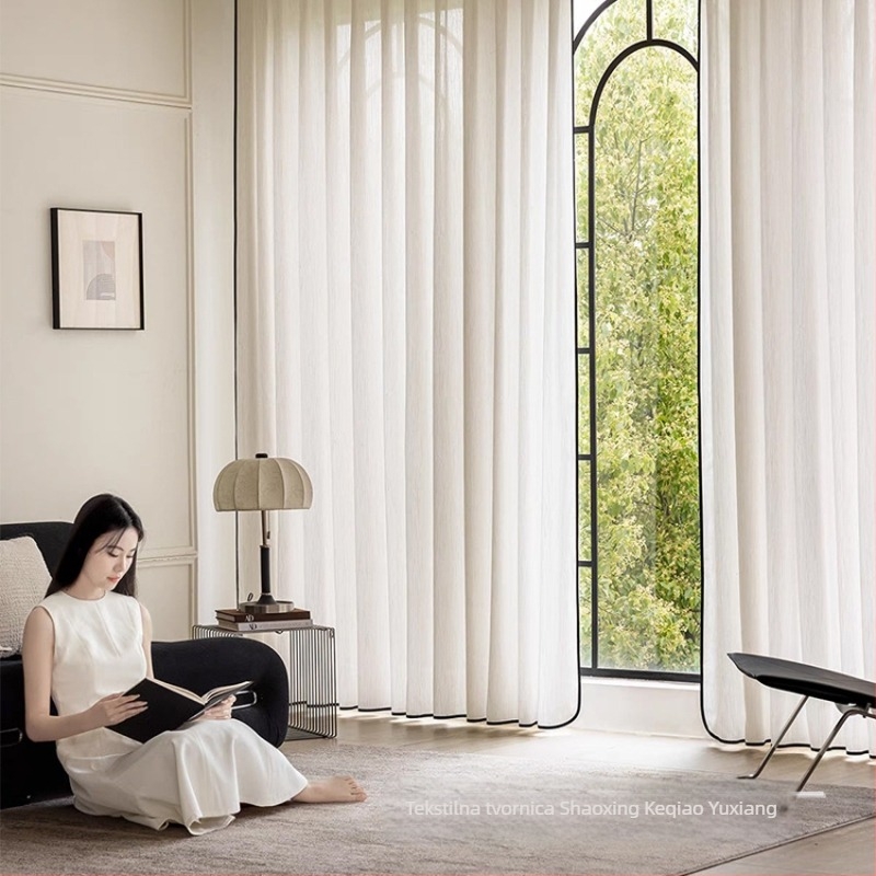 Zavjese za prozore iz poliestera, poluprozirne, moderni minimalisticki stil; marka Yuxiang textile; ugradnja dostupna.