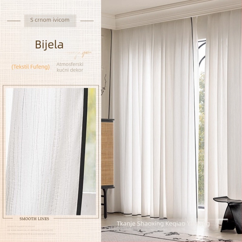 Zavjese za prozore iz poliestera, poluprozirne, moderni minimalisticki stil; marka Yuxiang textile; ugradnja dostupna.