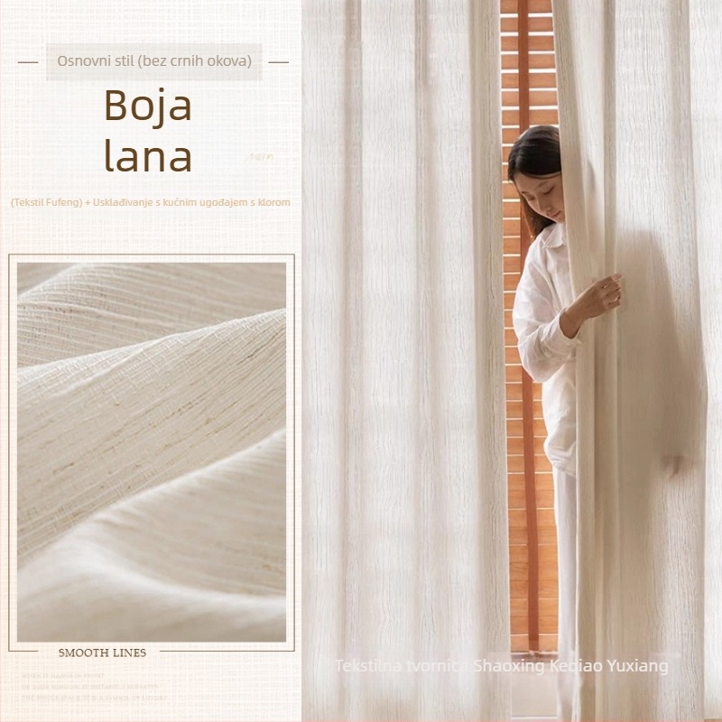Zavjese za prozore iz poliestera, poluprozirne, moderni minimalisticki stil; marka Yuxiang textile; ugradnja dostupna.