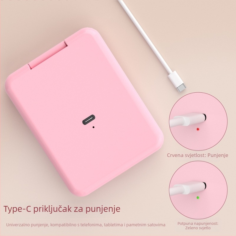 Sklopivo prijenosno LED ogledalo za šminku s povećalom 2x i trobojnom rasvjetom