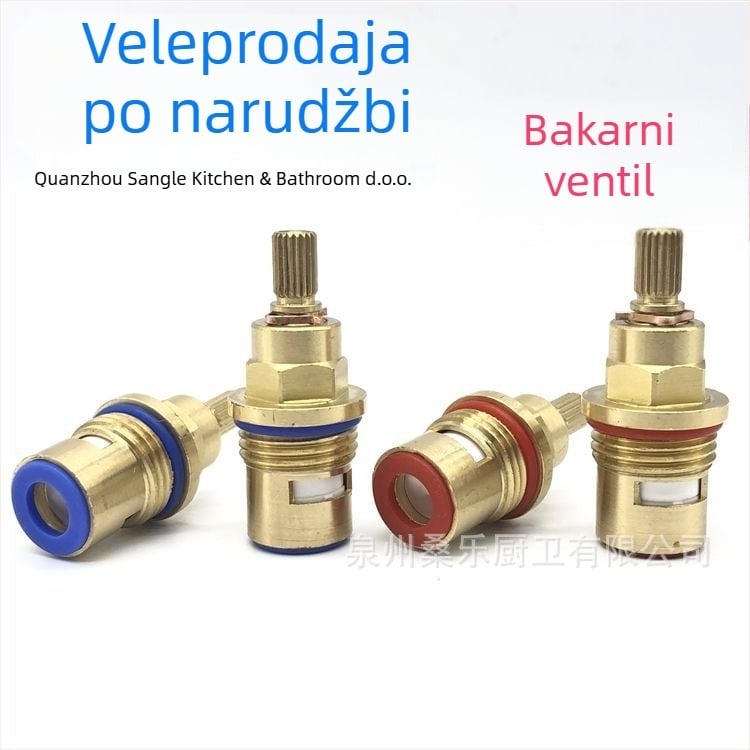 Bakreno jezgro ventila za slavinu – dvostruki navoj, keramičko jezgro, za pitku vodu izravno, 90° rotacije, maksimalna temperatura 90°C