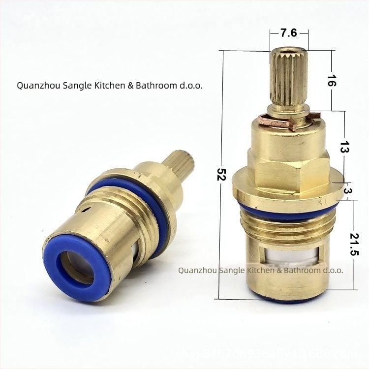 Bakreno jezgro ventila za slavinu – dvostruki navoj, keramičko jezgro, za pitku vodu izravno, 90° rotacije, maksimalna temperatura 90°C