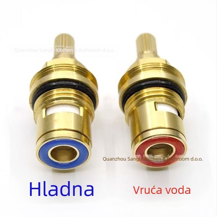 Bakreno jezgro ventila za slavinu – dvostruki navoj, keramičko jezgro, za pitku vodu izravno, 90° rotacije, maksimalna temperatura 90°C