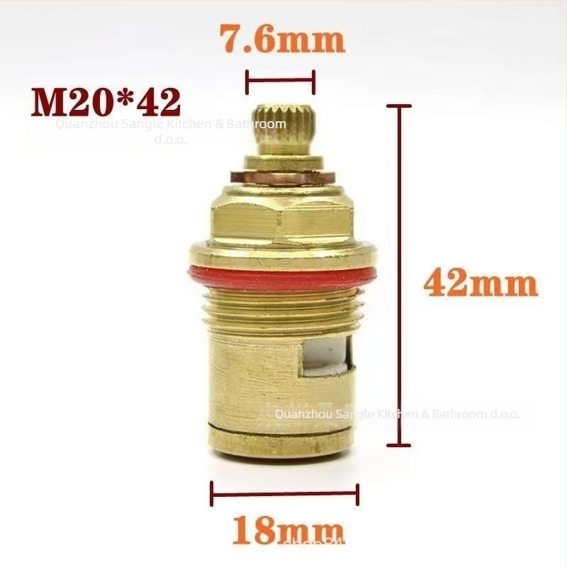 Bakreno jezgro ventila za slavinu – dvostruki navoj, keramičko jezgro, za pitku vodu izravno, 90° rotacije, maksimalna temperatura 90°C