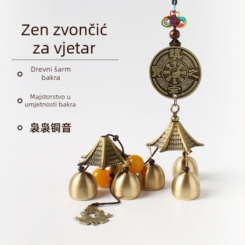 Vintage metalni bakreni zvončići za vješanje, od čistog bakra, kućna dekoracija, dvostruki sloj, šest zvona