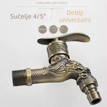 Baterija za perilicu rublja u stilu antike, zidna instalacija — 0–90°C, 0,8–1,2 MPa, tijelo od legure s bakrenom osovinom, keramičko jezgro