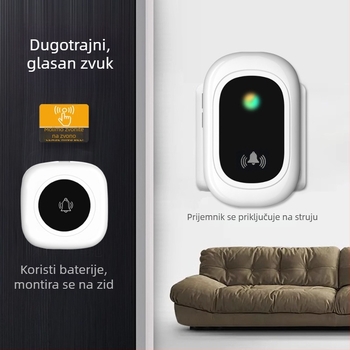 Bežični zvono za vrata za kućnu upotrebu s pametnim daljinskim upravljačem, vodootporno, sustav poziva 1 na 2 za starije osobe, punjivo zvono protiv krađe
