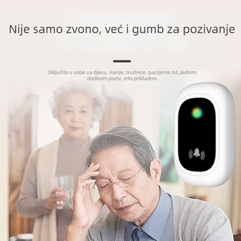 Bežični zvono za vrata za kućnu upotrebu s pametnim daljinskim upravljačem, vodootporno, sustav poziva 1 na 2 za starije osobe, punjivo zvono protiv krađe