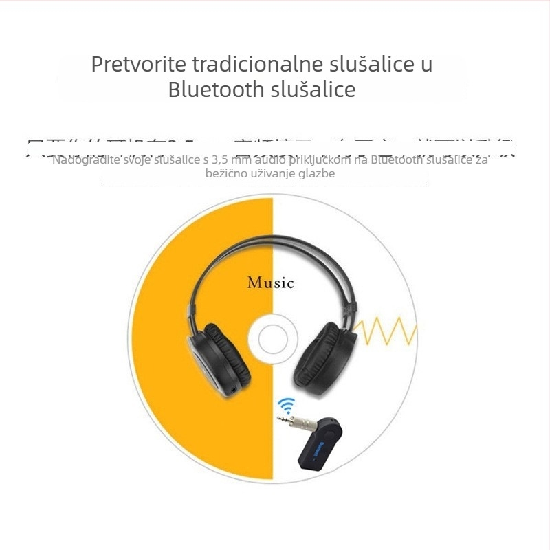 Automobilski Bluetooth audio prijemnik s 3.5mm AUX | Model A3, Plug‑and‑Play, Bluetooth 4.1, Vanjsko napajanje