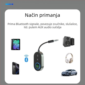 BR10 Bluetooth 5.3 bežični audio prijemnik i prijenosnik — jedan na dva, 3,5 mm AUX, Plug‑and‑Play, domet 10 m