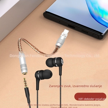 USB-C na 3,5 mm audio adapter – Striver, 7N monokristalno bakreno jezgro, TPES vodilica, CE certifikat, težina 26 g