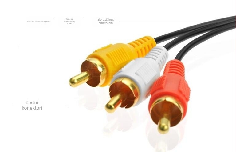 Kabel za audio 3,5 mm, razdjelnik 1 na 3 za audio/video, RCA priključci
