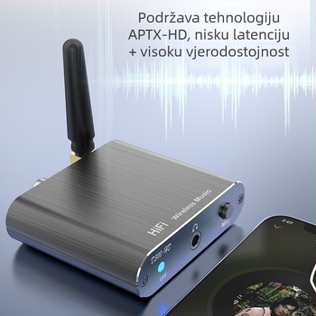 Bluetooth 5.2 audio adapter s AUX/optikim vlaknima/koaksijalnim sučeljem, Plug-and-Play, eksterno napajanje, model D300