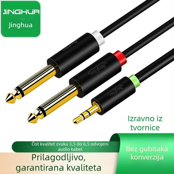 Audio kabel, 3.5 mm na 6.5 mm, jedan na dva, dvokanalni, pozlaćeno bakreno jezgro