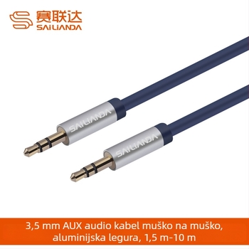 3,5 mm AUX audio kabel, bakar bez oksidacije, bakreno jezgro, muški–muški konektori, za računalne periferije