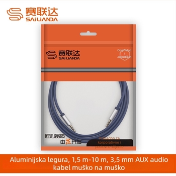 3,5 mm AUX audio kabel, bakar bez oksidacije, bakreno jezgro, muški–muški konektori, za računalne periferije