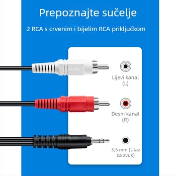 3,5 mm audio splitter kabel s bakrenim jedrom i magnetskim prstenom, izlaz 1 na 2, visoka čistoća