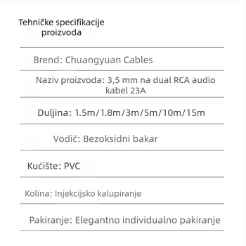 3,5 mm audio splitter kabel s bakrenim jedrom i magnetskim prstenom, izlaz 1 na 2, visoka čistoća