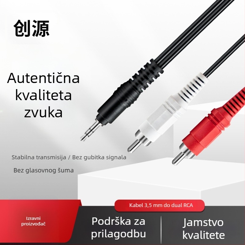 3,5 mm audio splitter kabel s bakrenim jedrom i magnetskim prstenom, izlaz 1 na 2, visoka čistoća