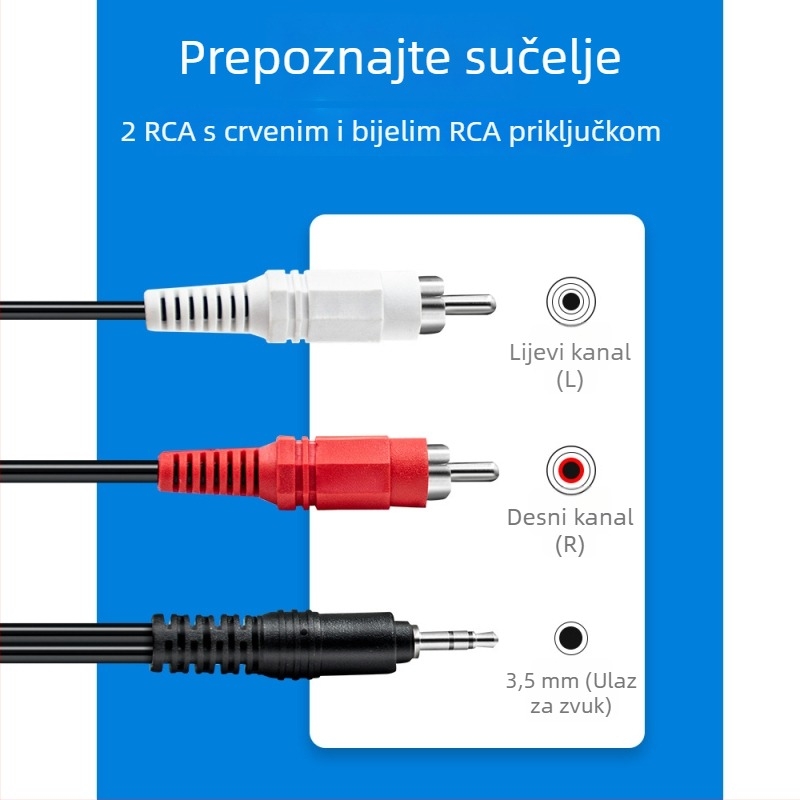 3,5 mm audio splitter kabel s bakrenim jedrom i magnetskim prstenom, izlaz 1 na 2, visoka čistoća