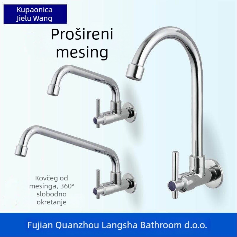 Kuhinjski ugradni slavina, jednoručna, samo hladna voda, mesing tijelo, keramički kartridžni ventil, 0–90°C, 0,8–1,2 MPa