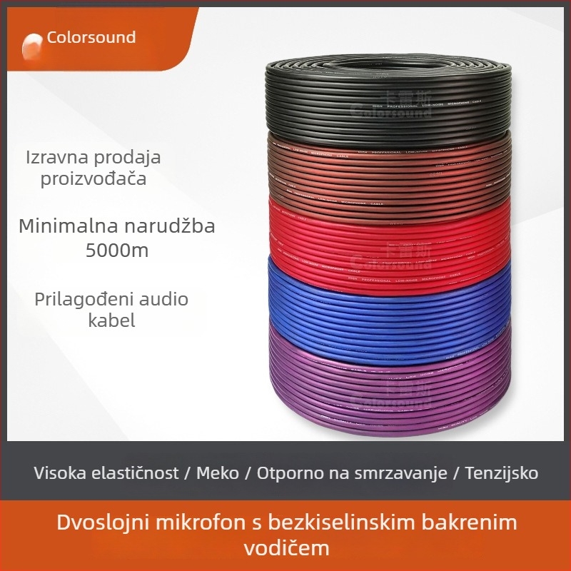 XLR kabel za mikrofon, muški–ženski, balansirani, 2 jezgre, čisti bakreni vodič