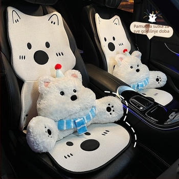 Auto sjedalo jastučić za sve sezone, crtani West Highland Terrier, navlaka za unutrašnjost sjedala, ugodan dodir, slatko za djevojke