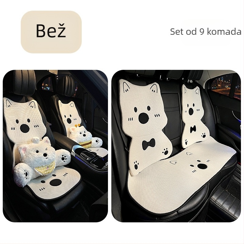 Auto sjedalo jastučić za sve sezone, crtani West Highland Terrier, navlaka za unutrašnjost sjedala, ugodan dodir, slatko za djevojke